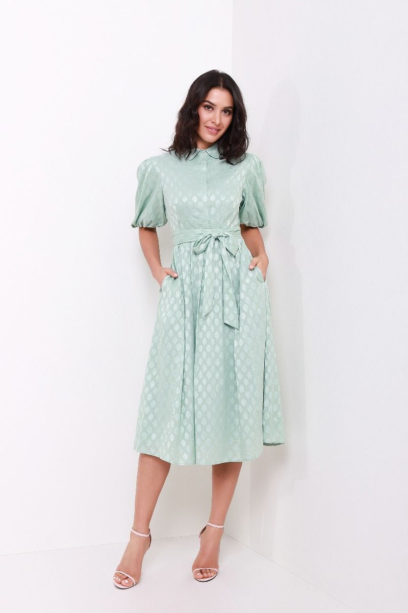 Jacqaurd balloon sleeves dress