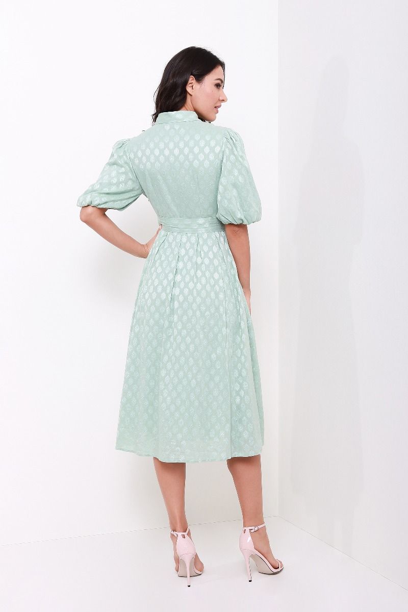 Jacqaurd balloon sleeves dress