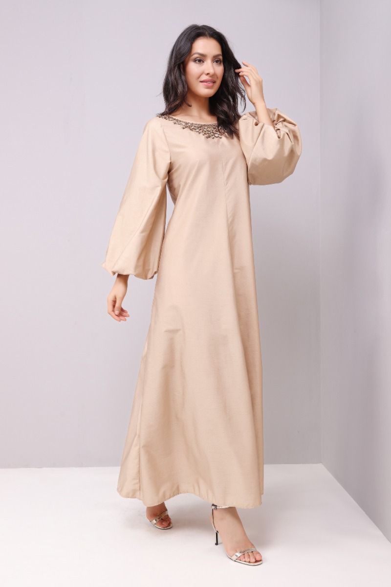 Long Dress With Gold Details-XXL