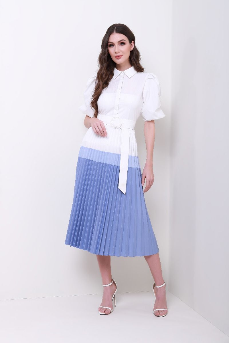 Pleats belted dress