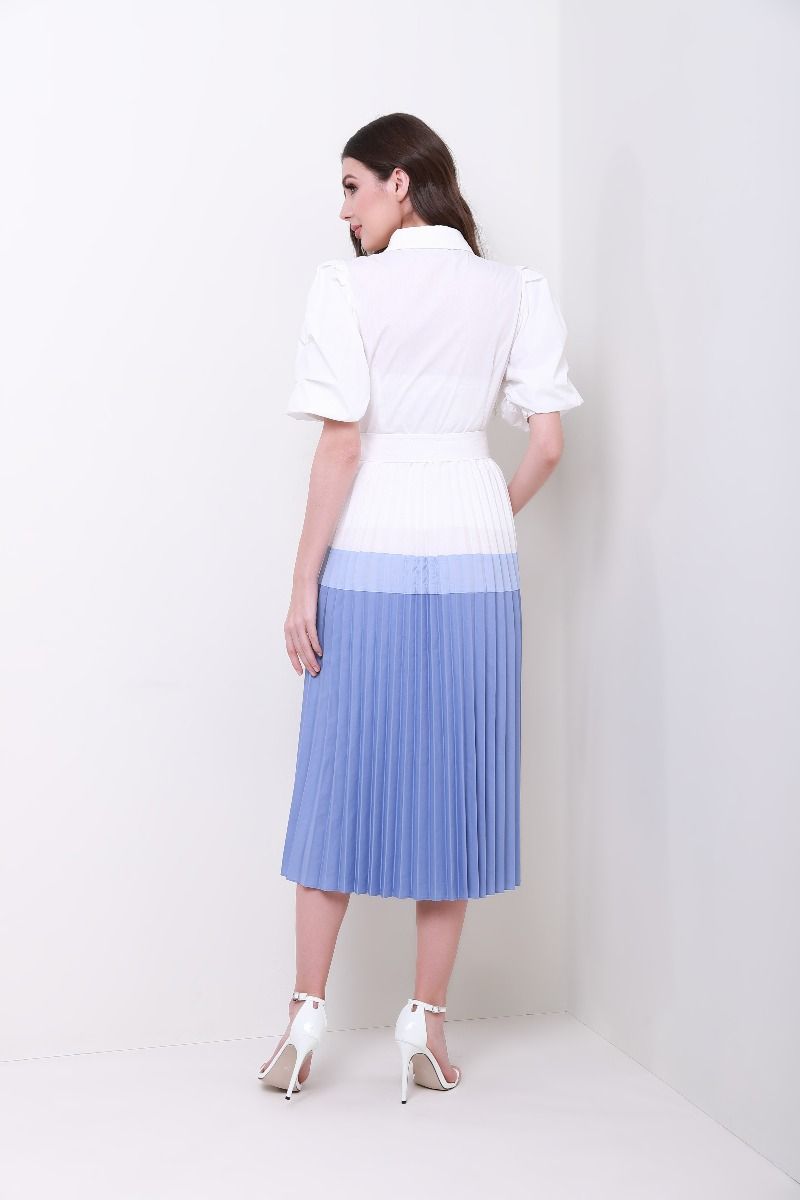 Pleats belted dress