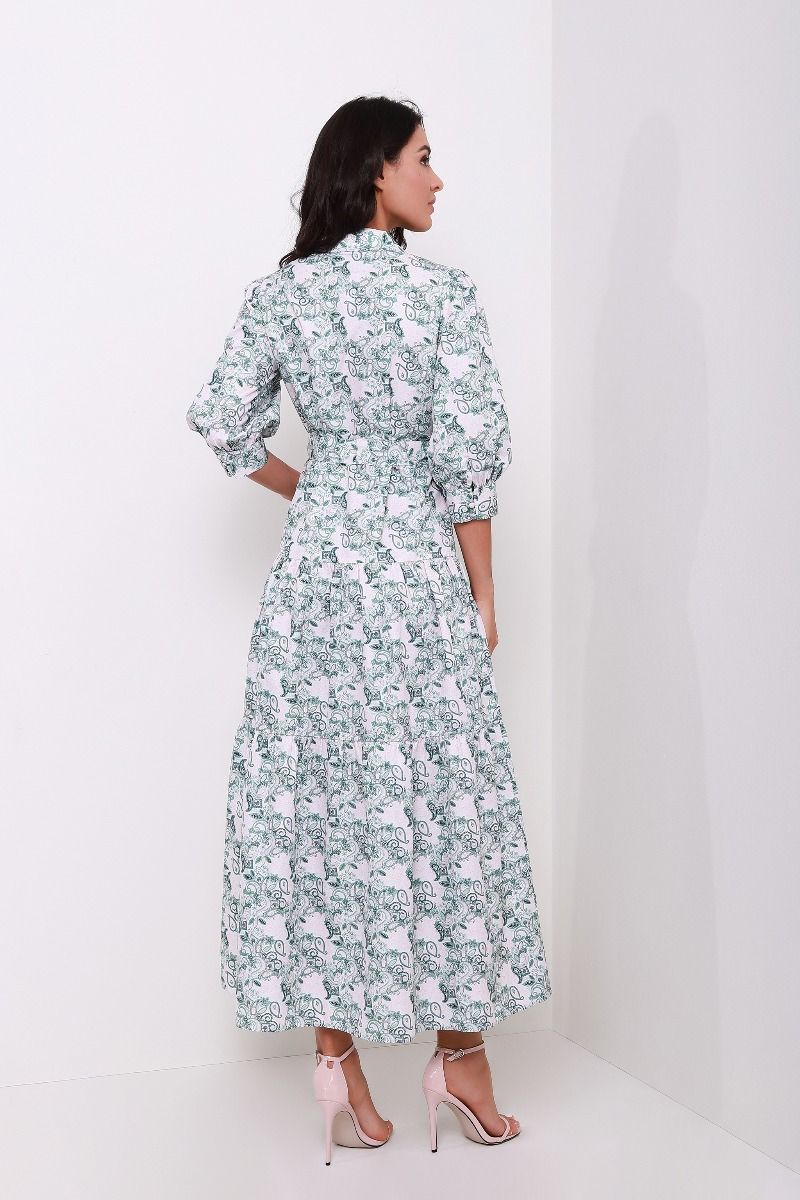 puffed sleeves printed dress