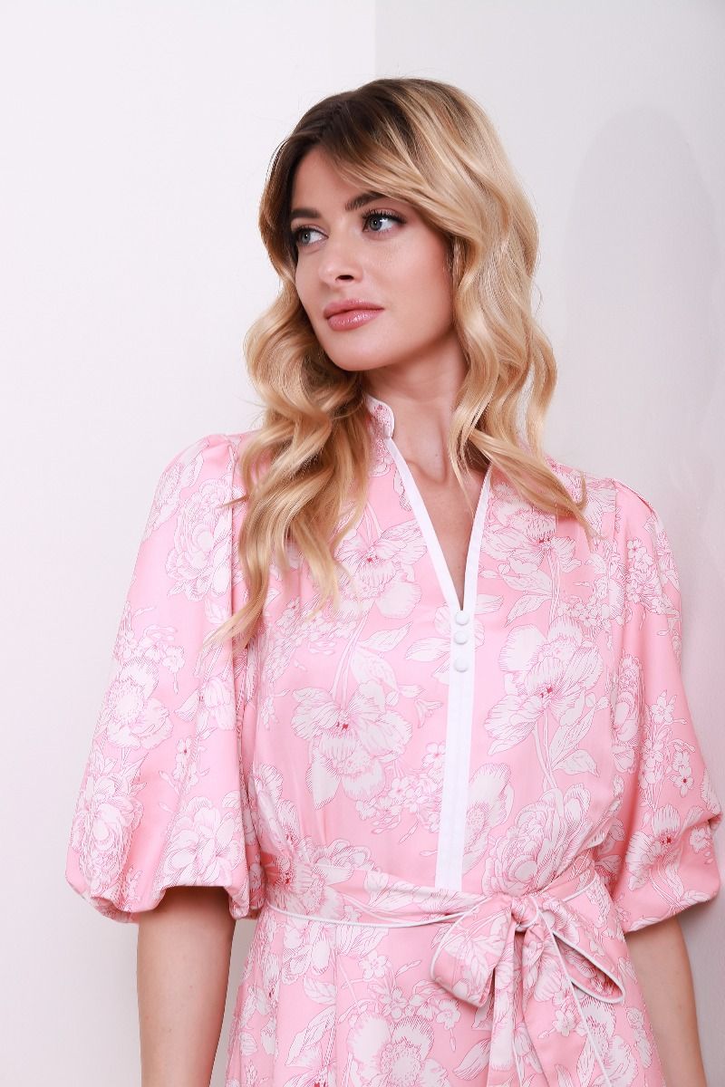 Floral print satin dress