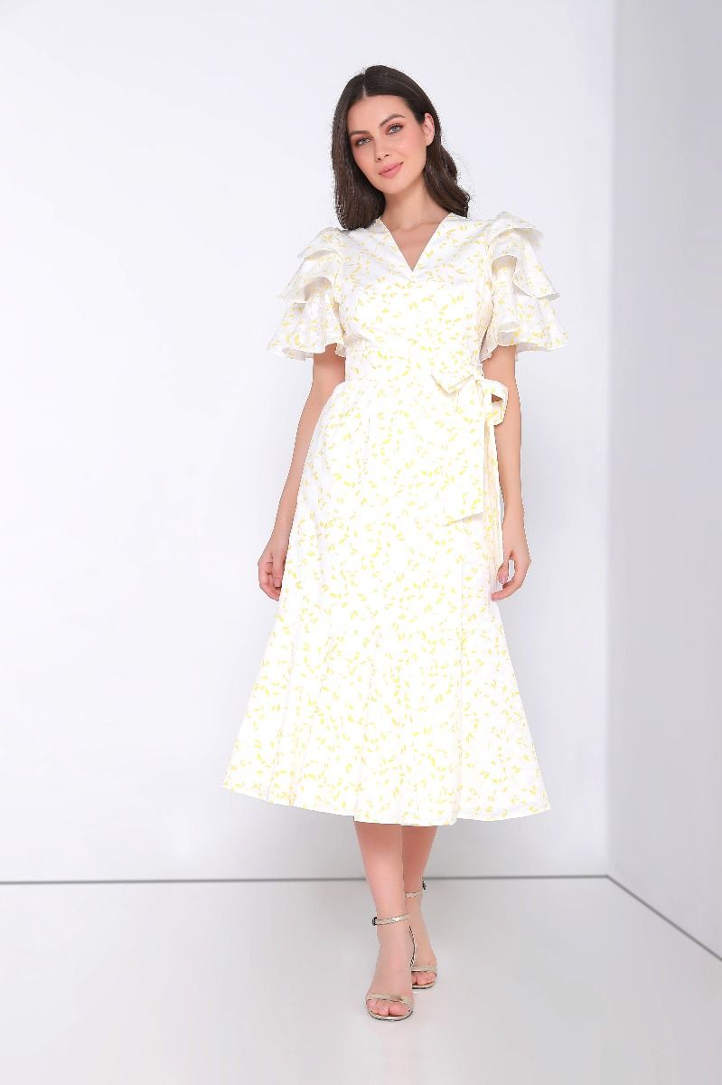 Ruffled sleeve dress