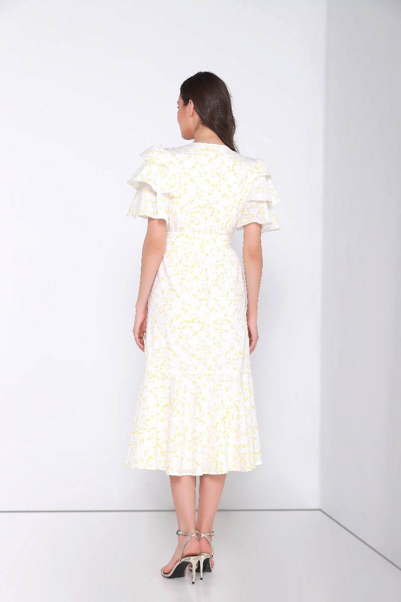 Ruffled sleeve dress