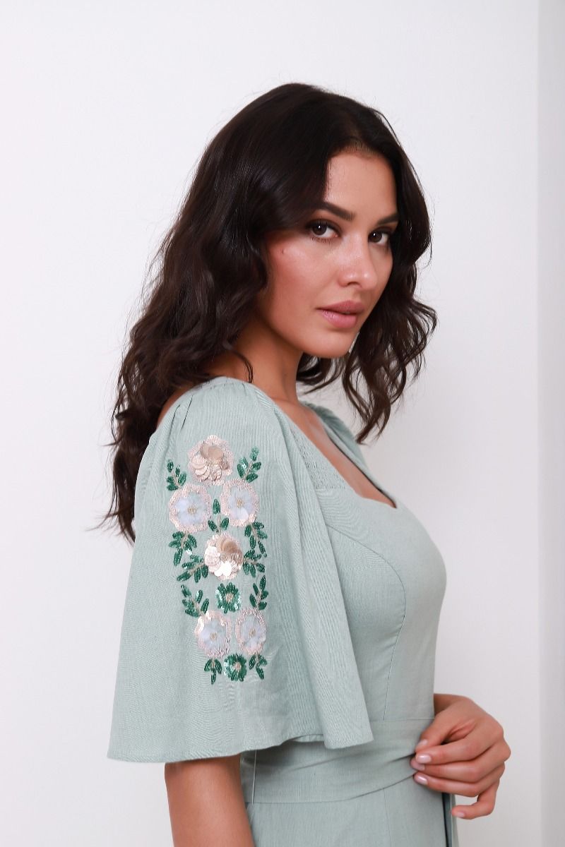 embellished sleeves dress