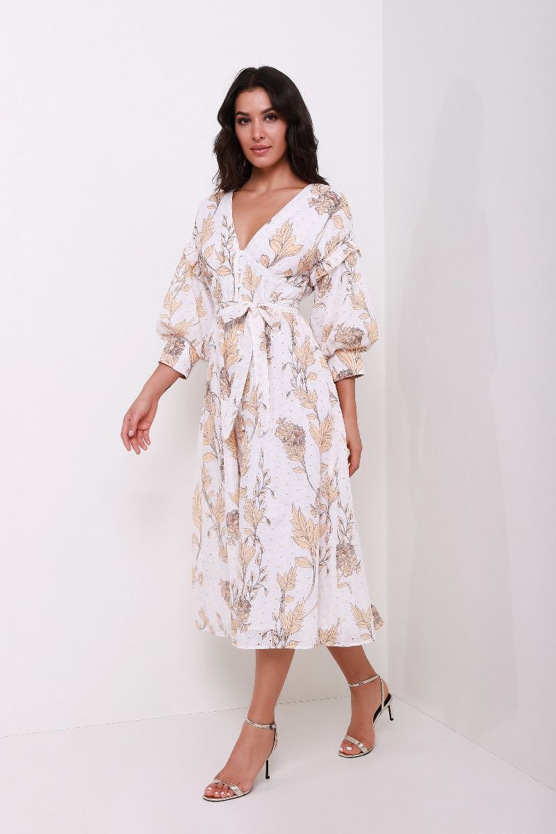v neck embroidered dress