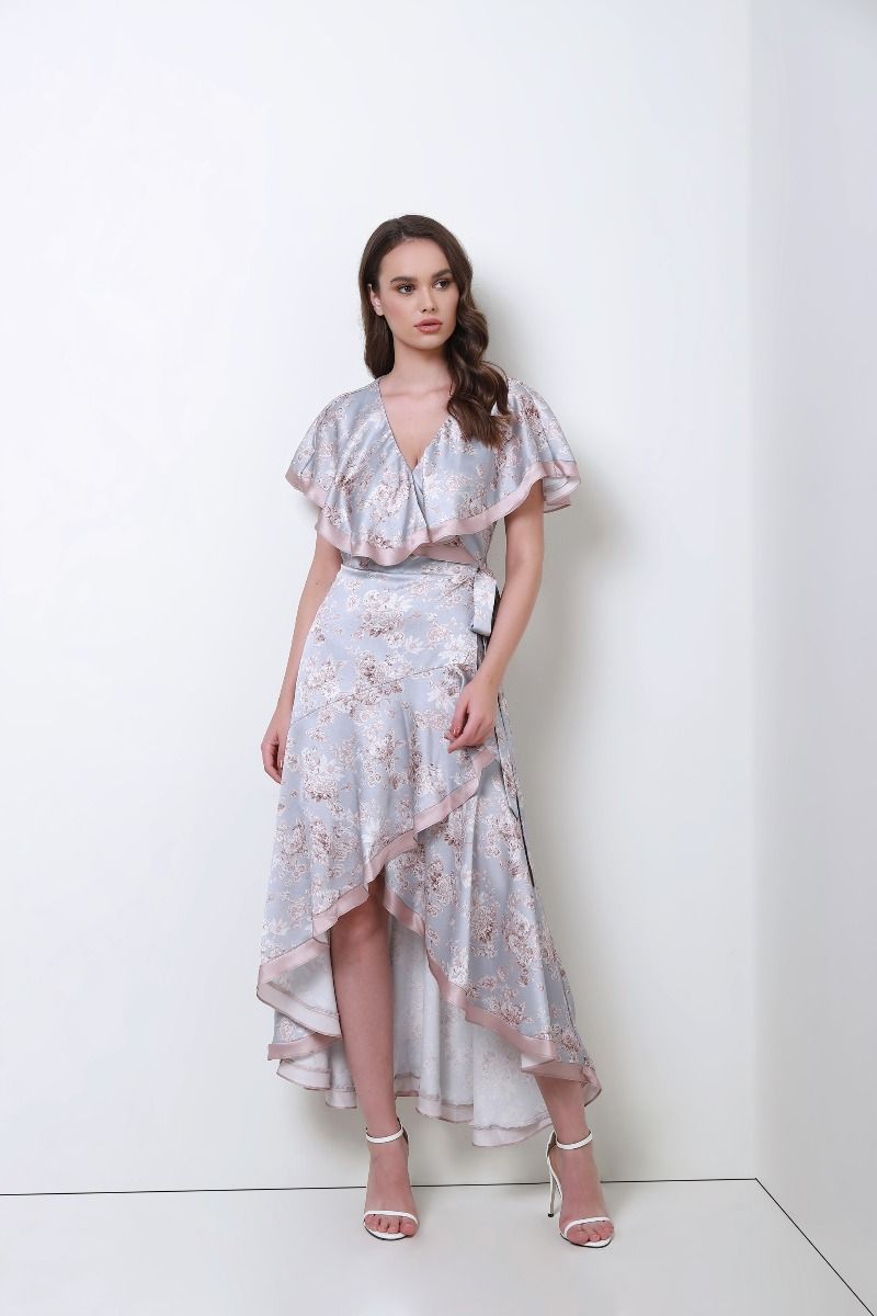 ruffled wrap effect dress