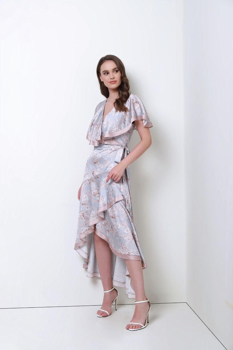 ruffled wrap effect dress