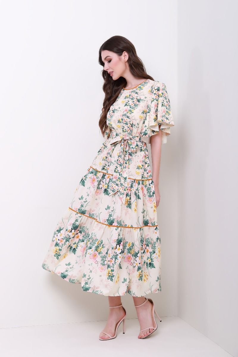 Ruffled sleeves floral dress