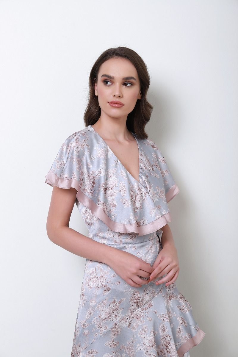 ruffled wrap effect dress