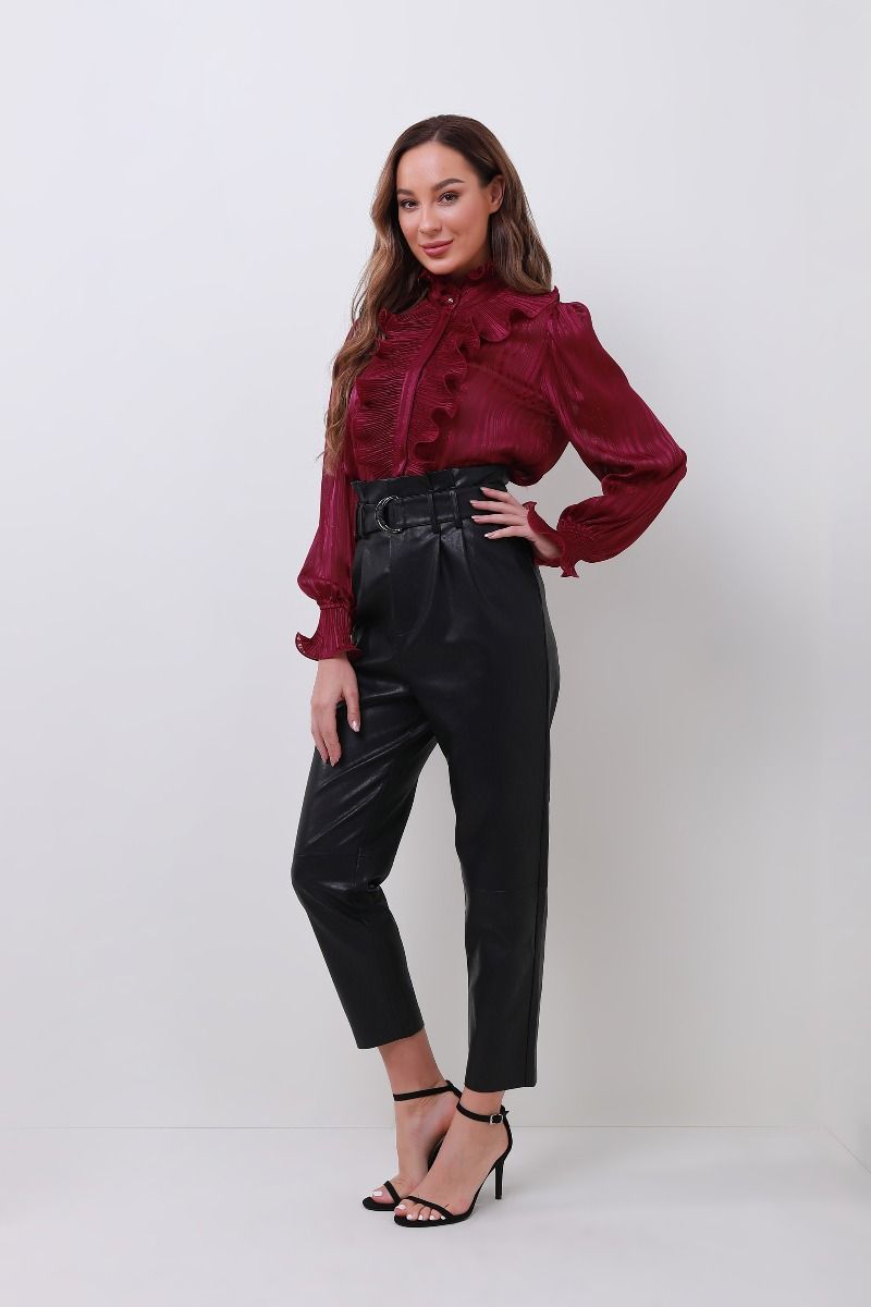 striped high neck blouse