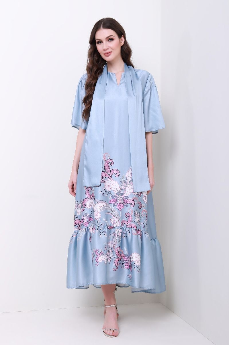 peplum hem satin dress