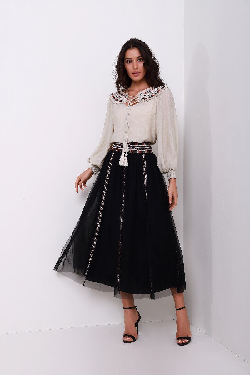 embllished mesh skirt