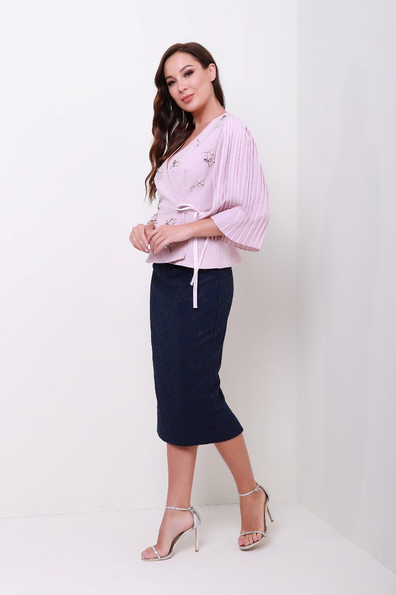 wrap pearl detail top