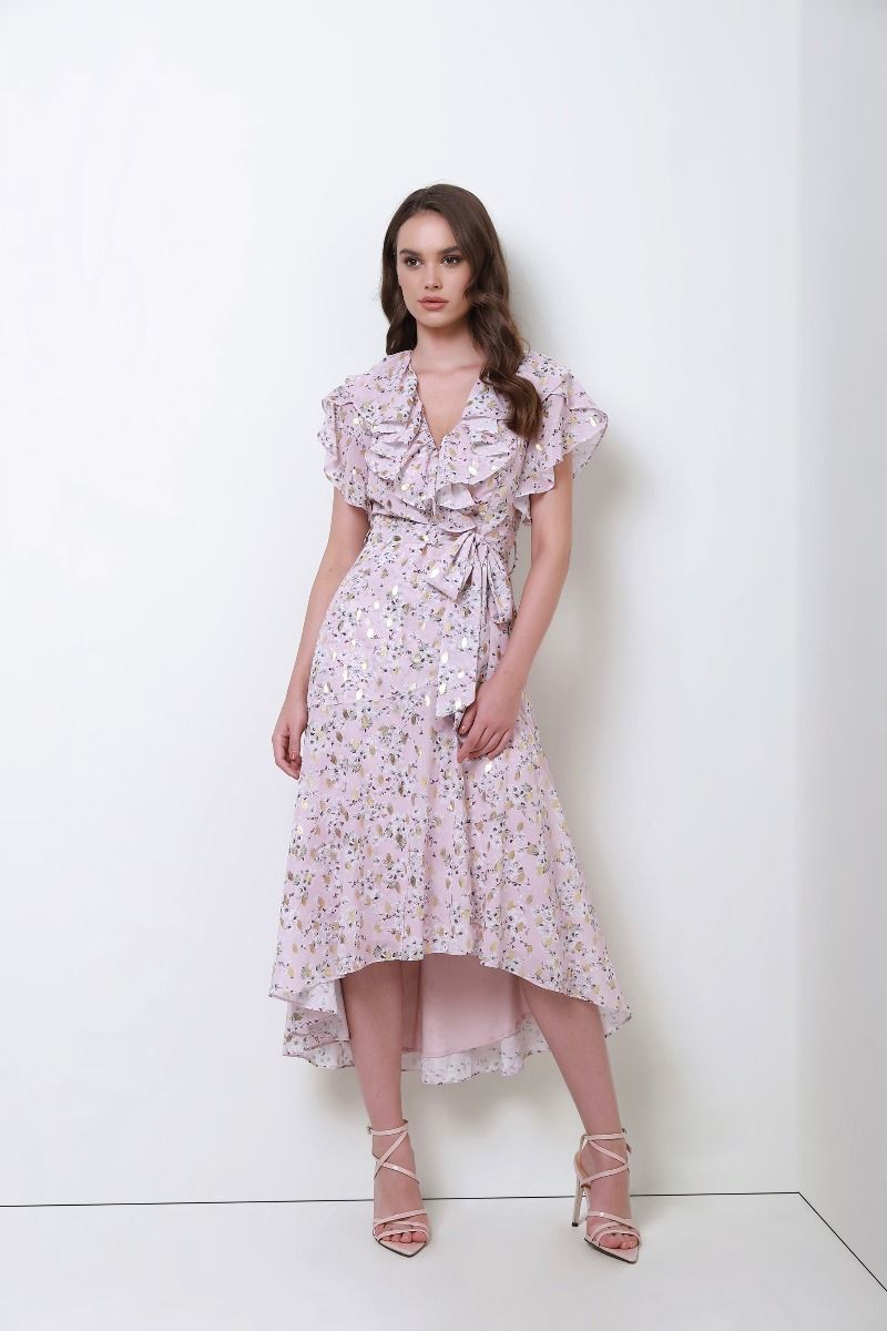 floral print chiffon dress