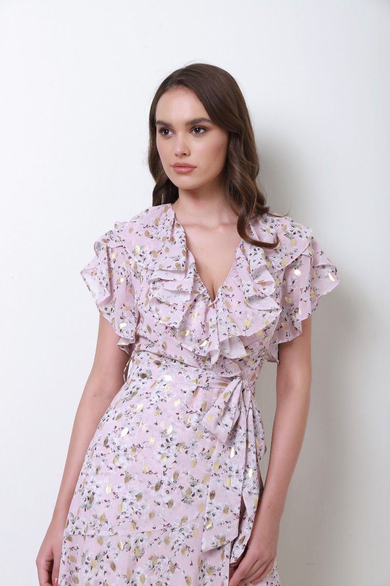 floral print chiffon dress