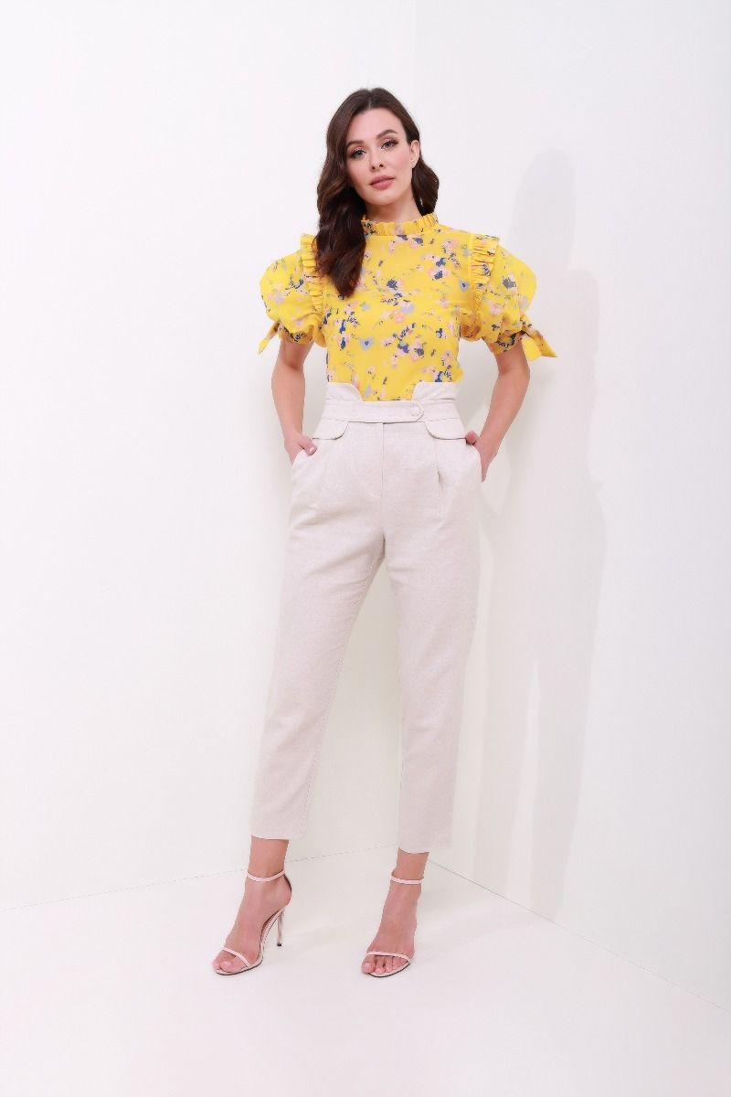 Frill neck floral top