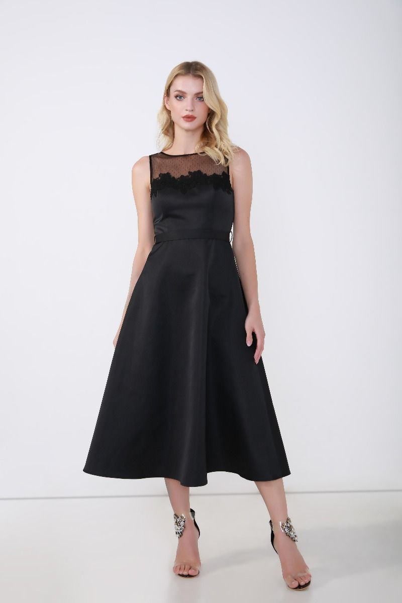 lace inserts A-line dress