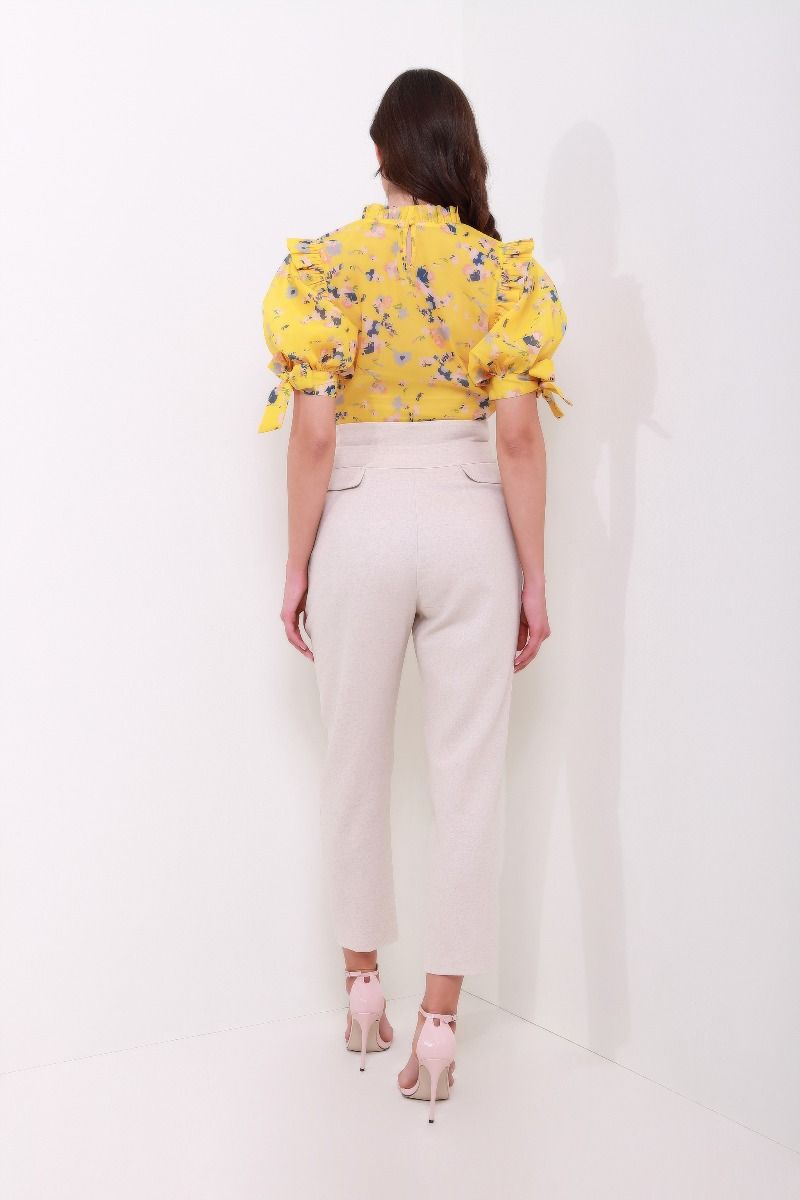 Frill neck floral top