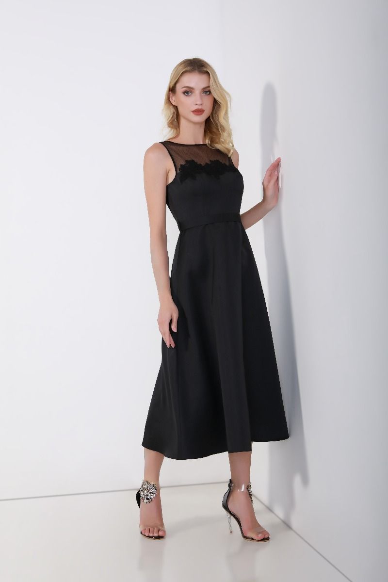lace inserts A-line dress