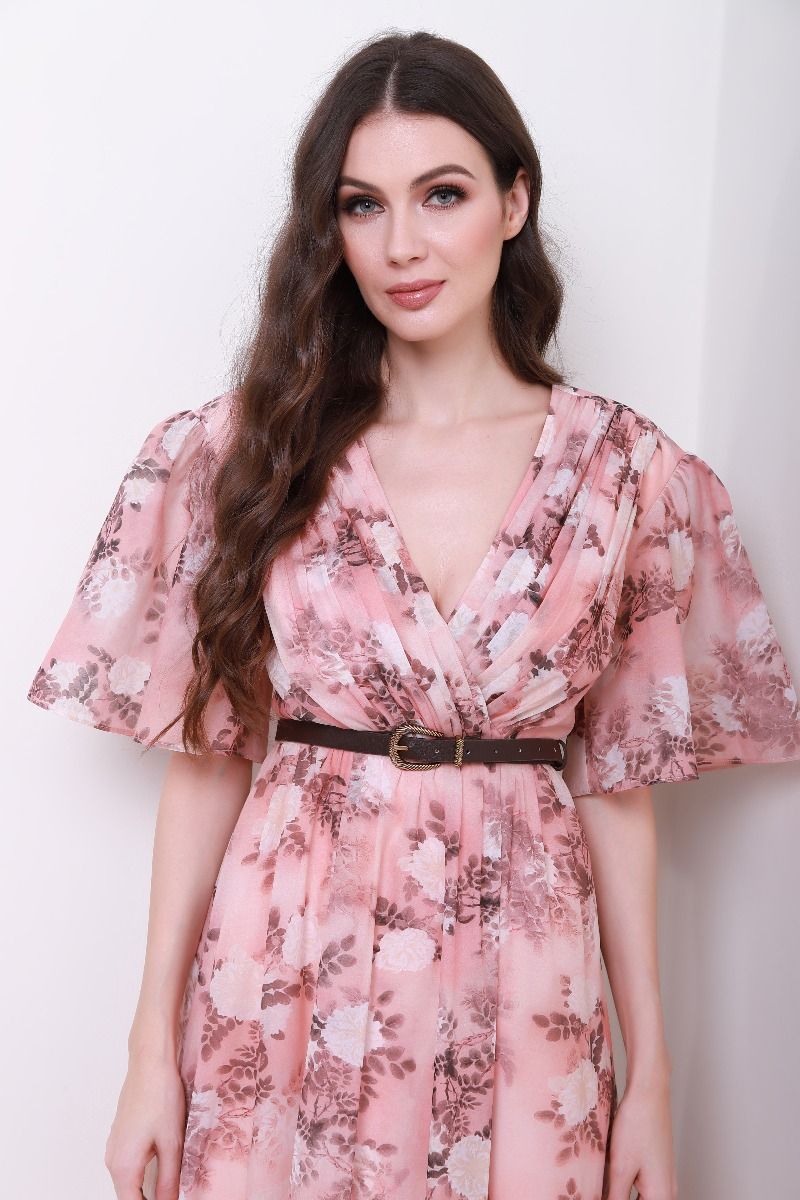 Pleated bustier floral dress