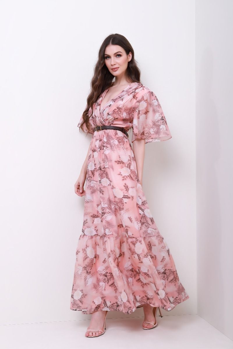 Pleated bustier floral dress