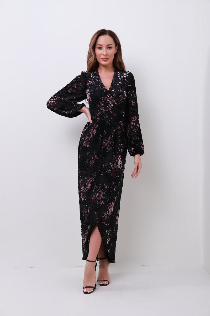 Velvet balloon sleeves dress