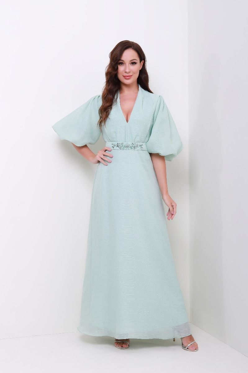 Balloon sleeves chiffon dress