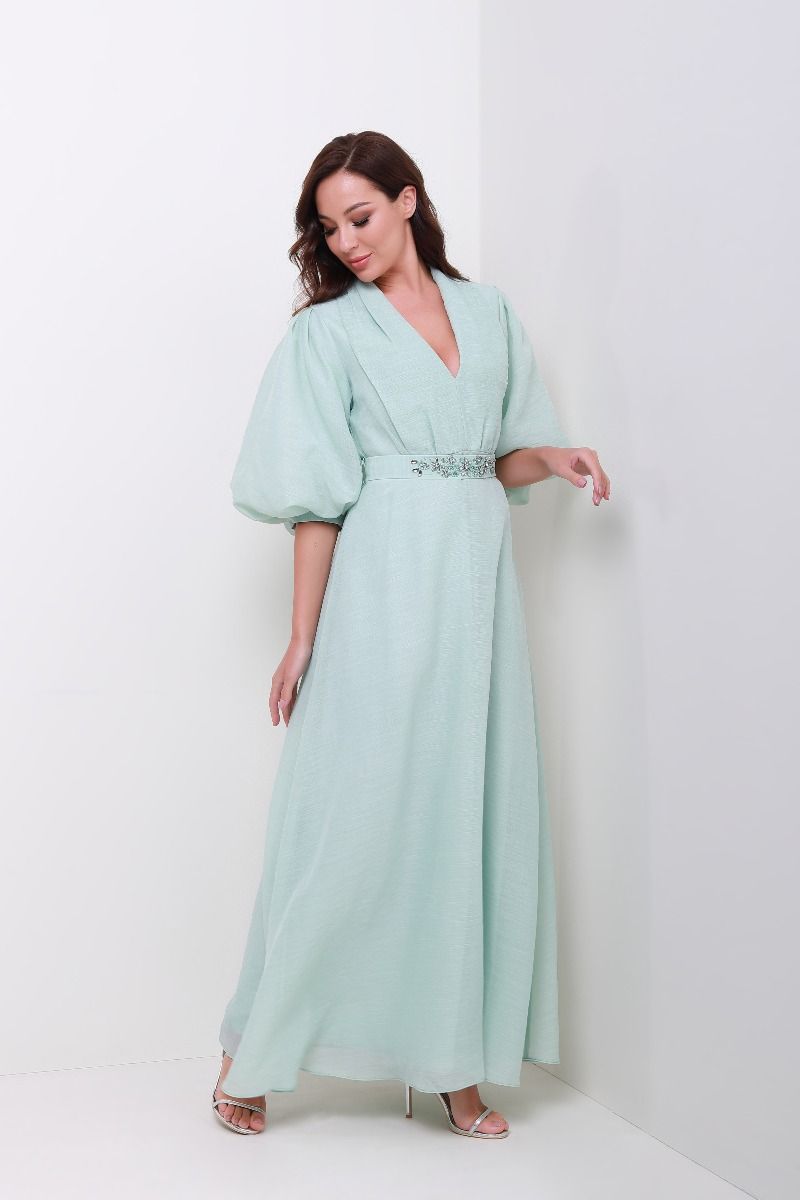Balloon sleeves chiffon dress