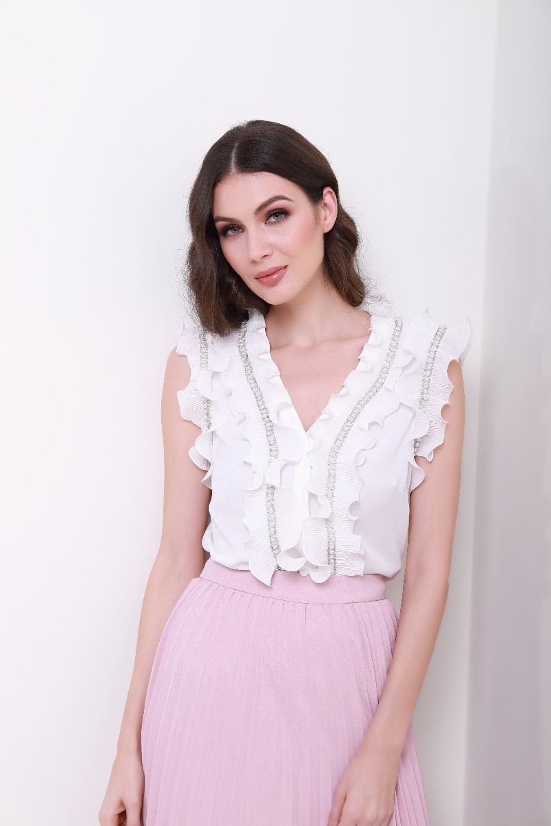 Embellished ruffled top