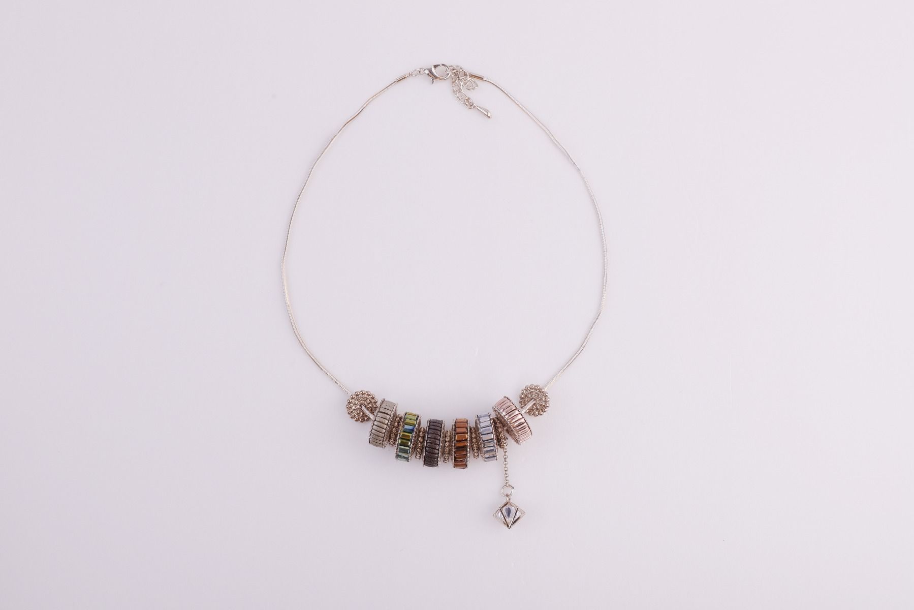 Crystals and steel wheels necklace 