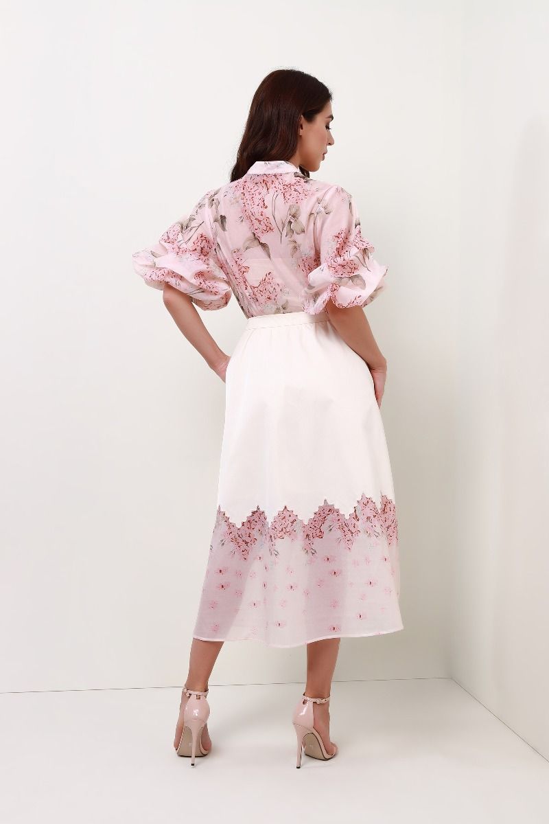 Floral printed organza blouse
