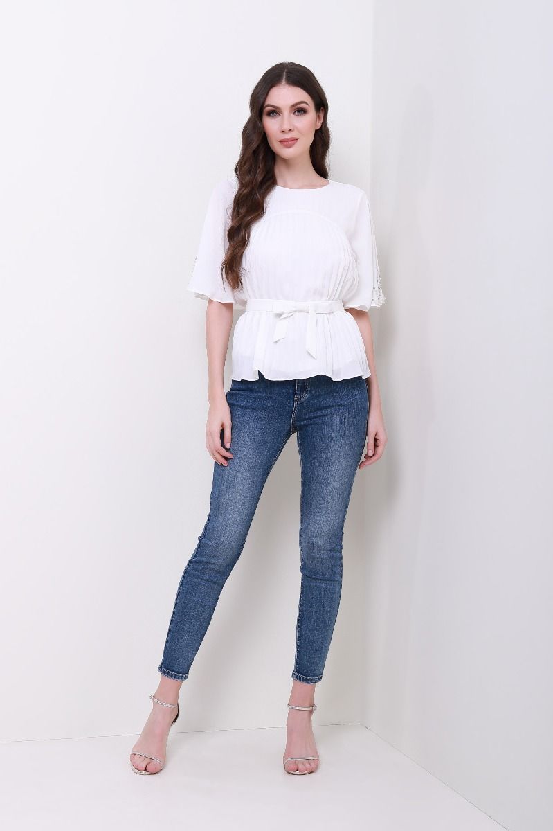 Embellished frill sleeves top