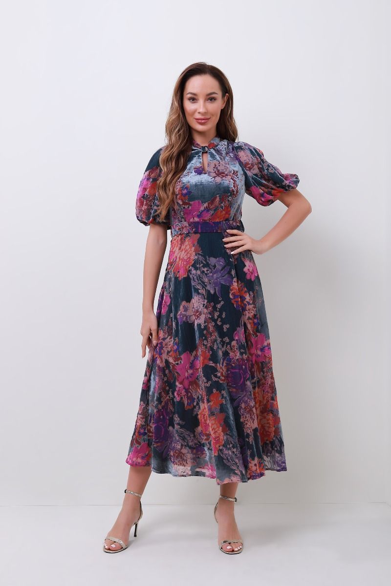floral velvet dress