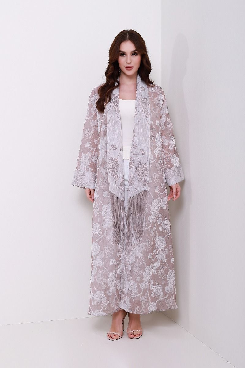 Brocade fringe cardigan