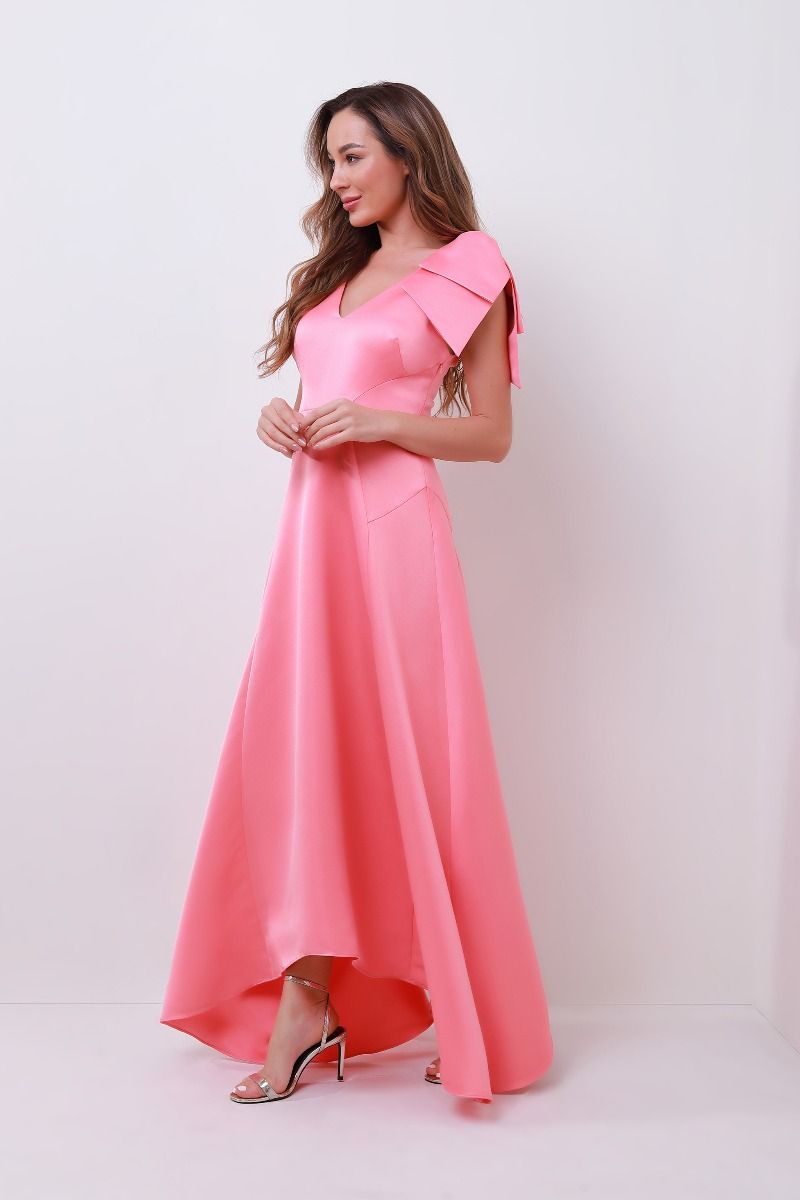 v neck satin dress