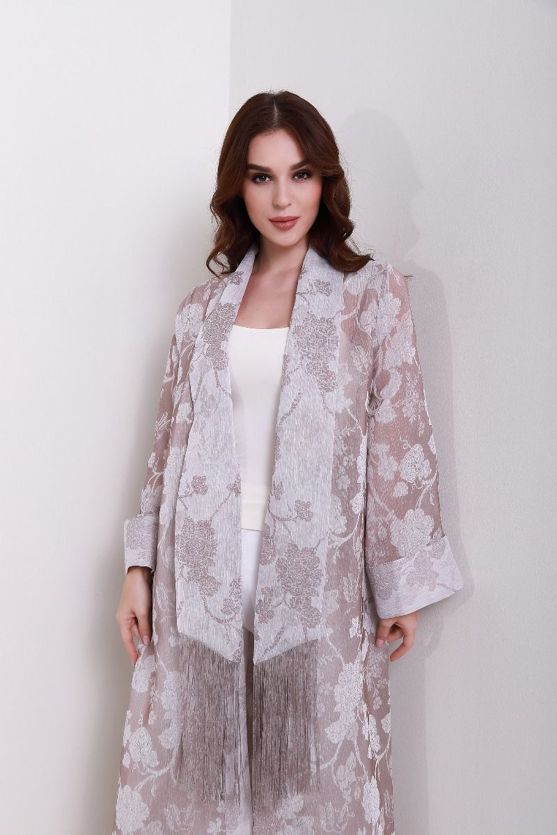Brocade fringe cardigan