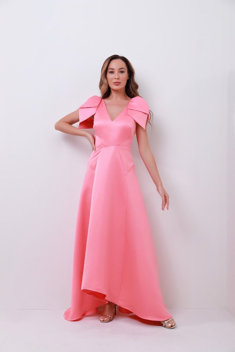 v neck satin dress