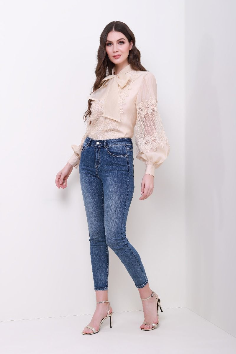 bow-tie neck blouse