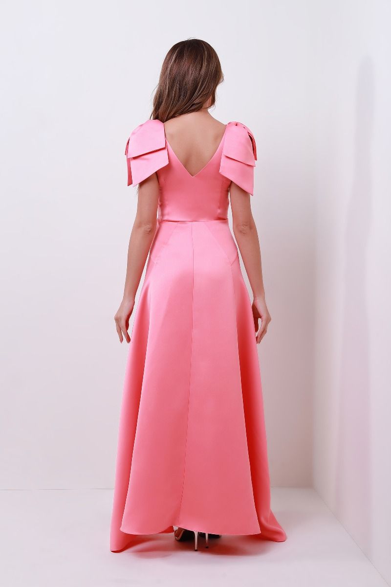 v neck satin dress