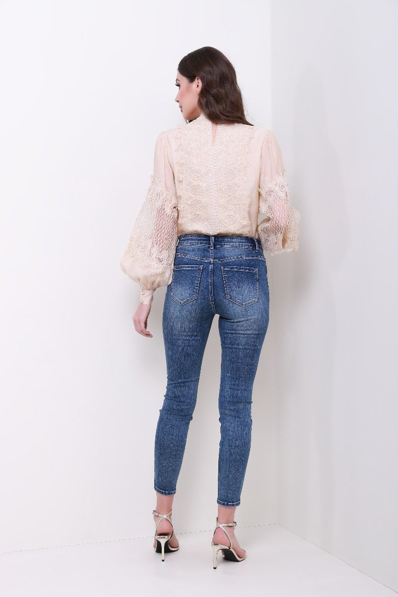 bow-tie neck blouse