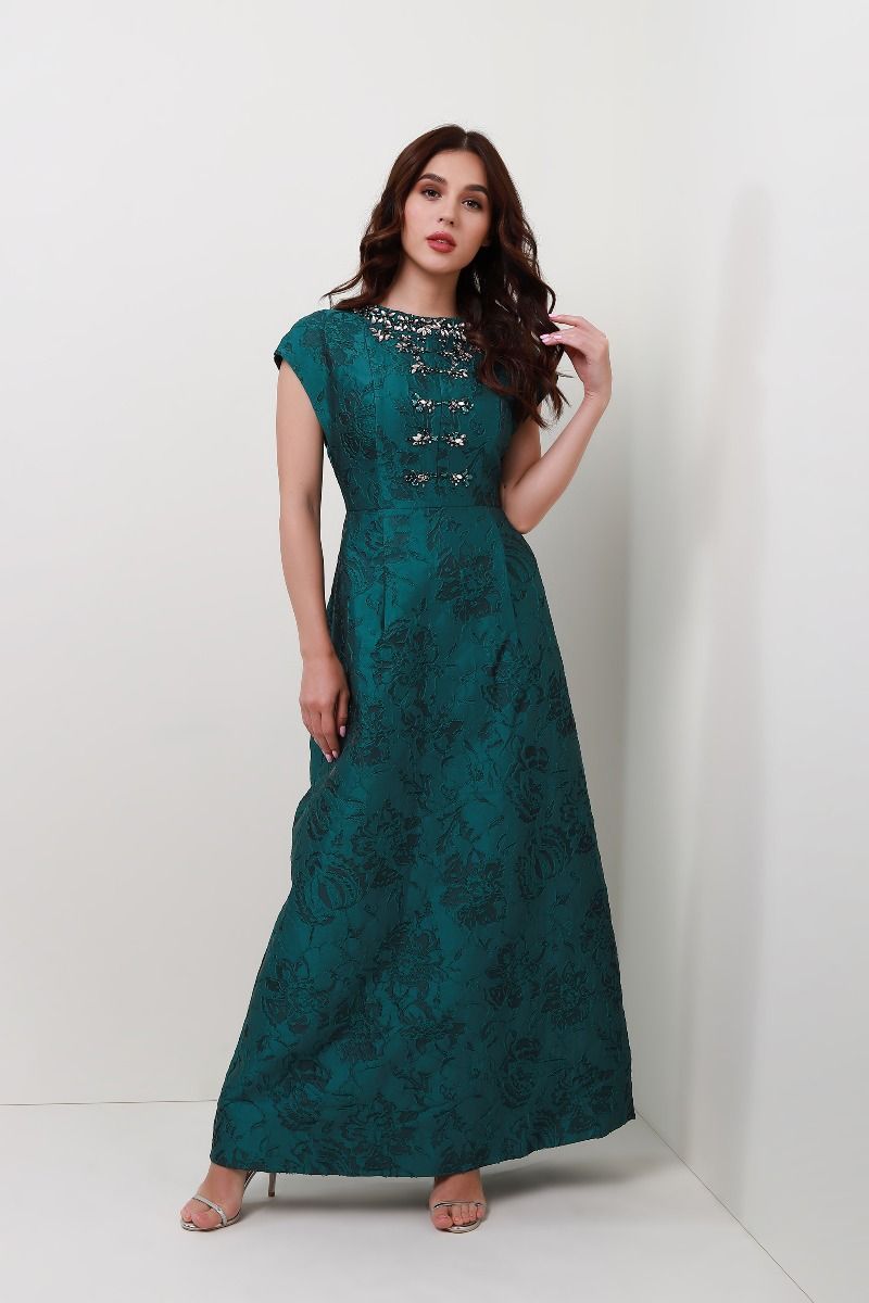 brocade embellished dress