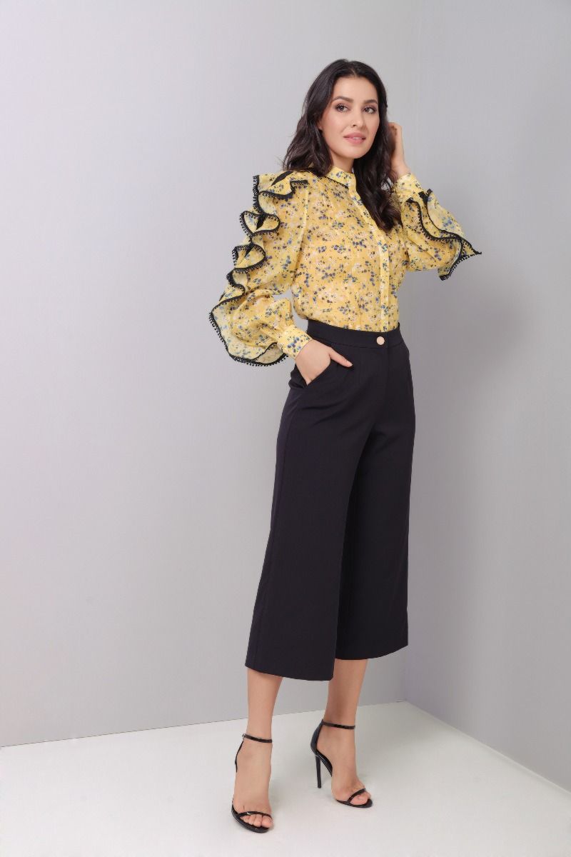 Ruffled sleeves blouse