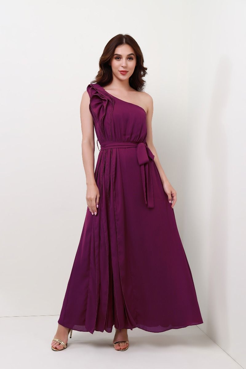 one shoulder ruffled dress