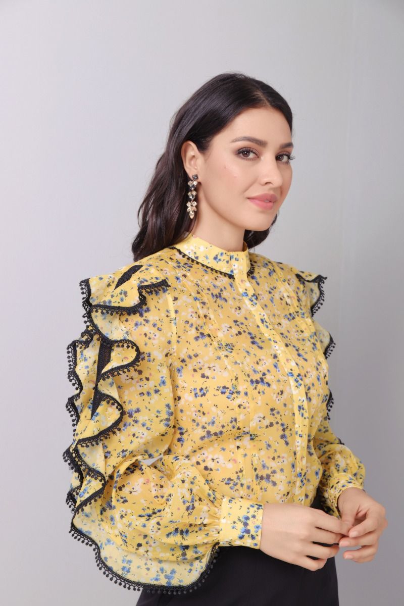 Ruffled sleeves blouse