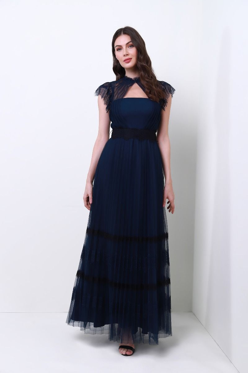 pleated mesh dress