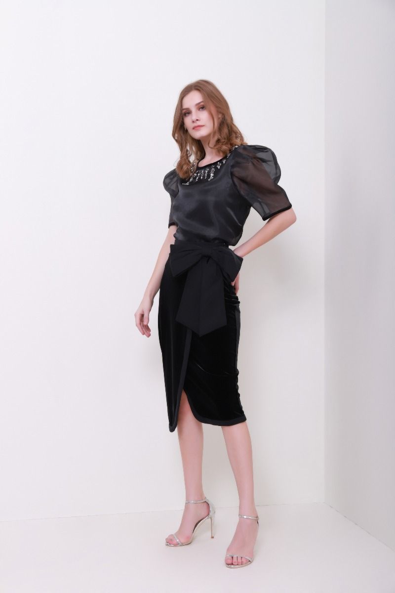 Velvet Pencil Skirt