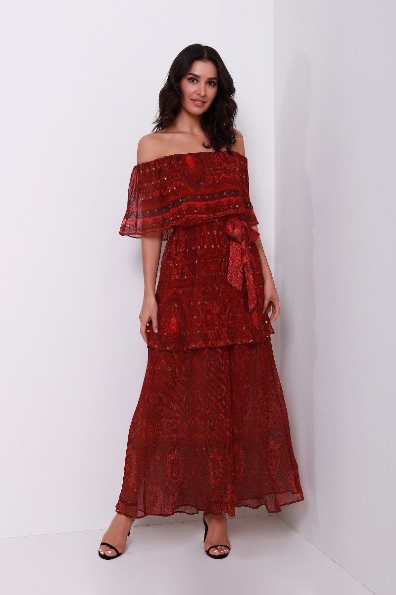 printed off shoulder dress 