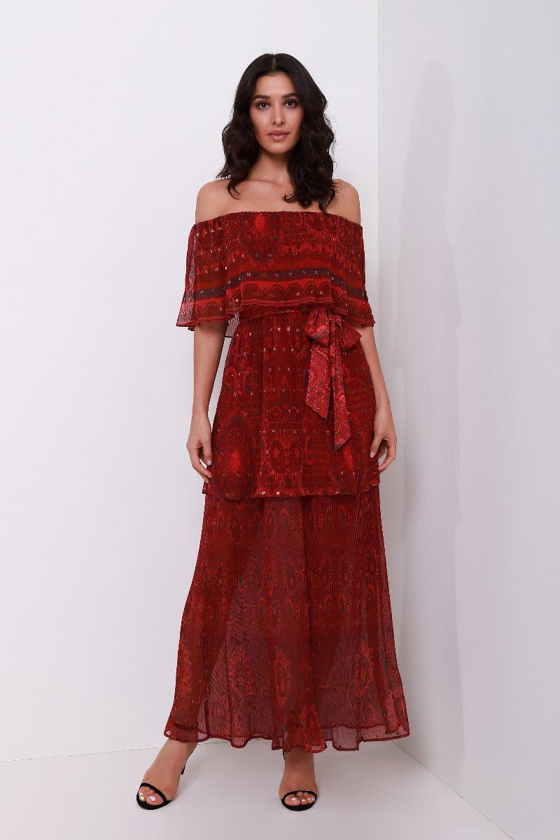 printed off shoulder dress 